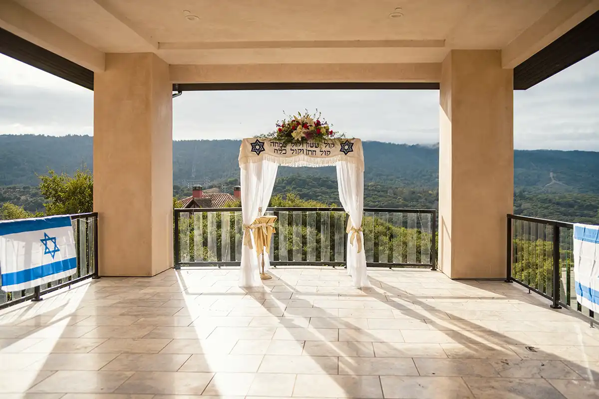 Altar draped for the ceremony